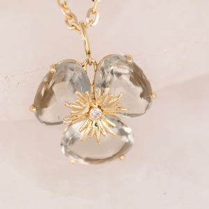 Dije De Oro 18k Con Piedra Prasiolita